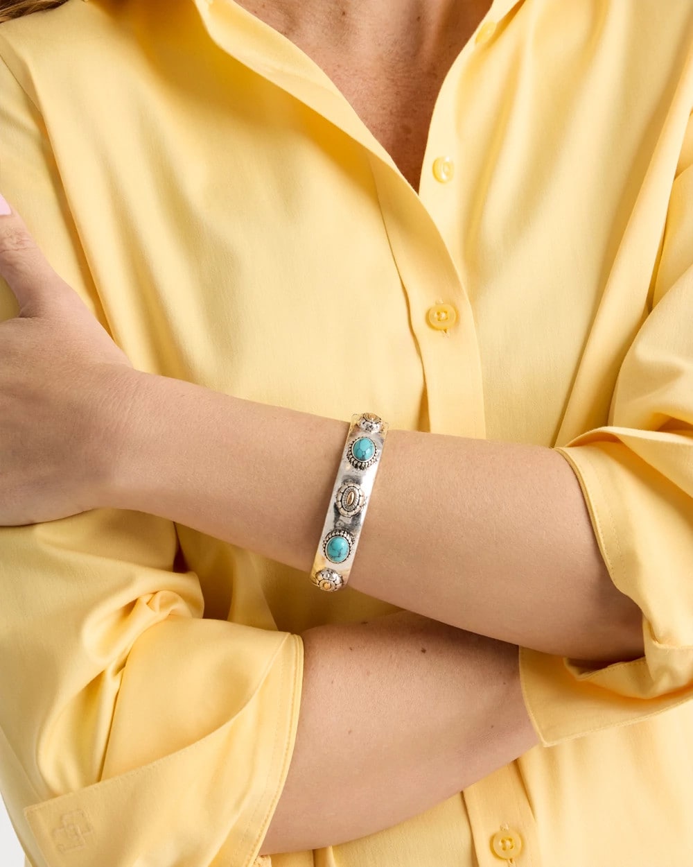 Chico's | Turquoise Mixed Metal Bangle/ Turquoise