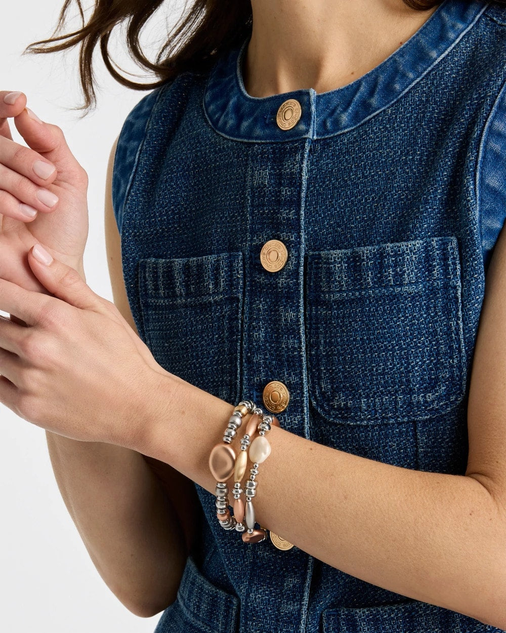 Chico's | Mixed Metal Stretch Set of Three/ Mixed Metals