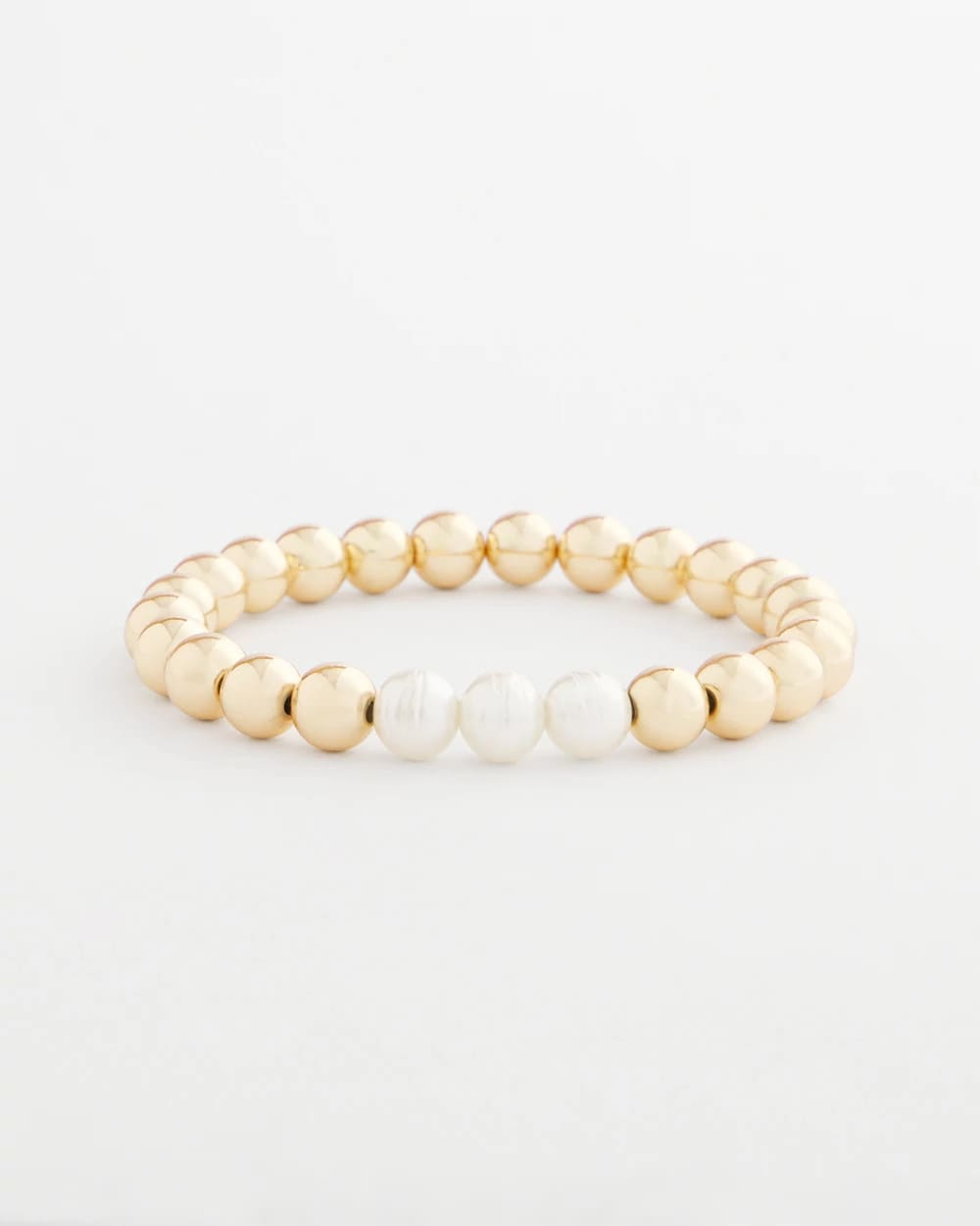 Chico's | Goldtone Bead Stretch Bracelet/ Pearl