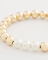 Chico's | Goldtone Bead Stretch Bracelet/ Pearl
