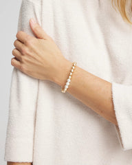 Chico's | Goldtone Bead Stretch Bracelet/ Pearl