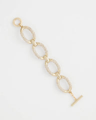 Chico's | Large Pave Link Toggle Bracelet/ Gold