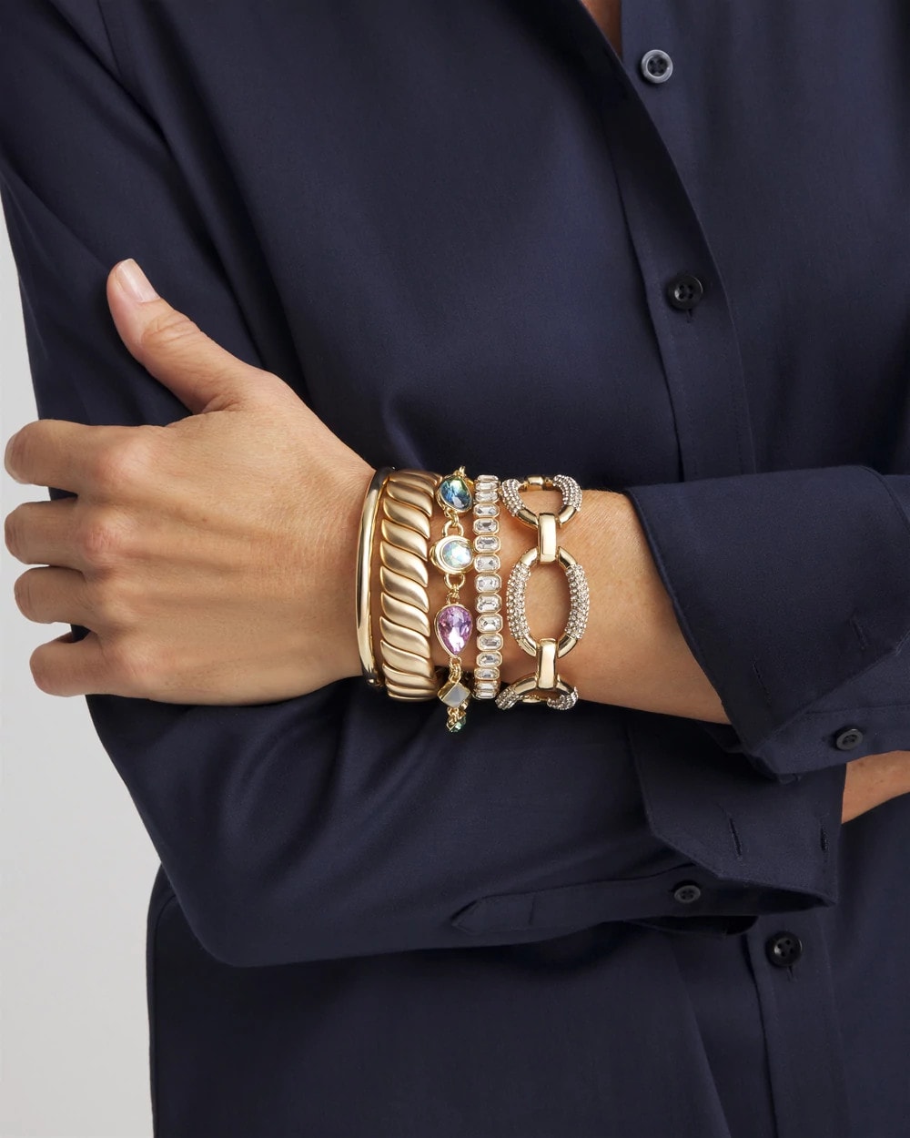 Chico's | Large Pave Link Toggle Bracelet/ Gold
