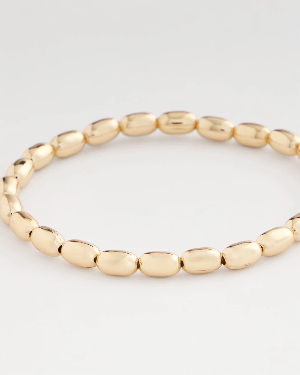 Chico's | Goldtone Oval Beaded Stretch Bracelet/ Gold