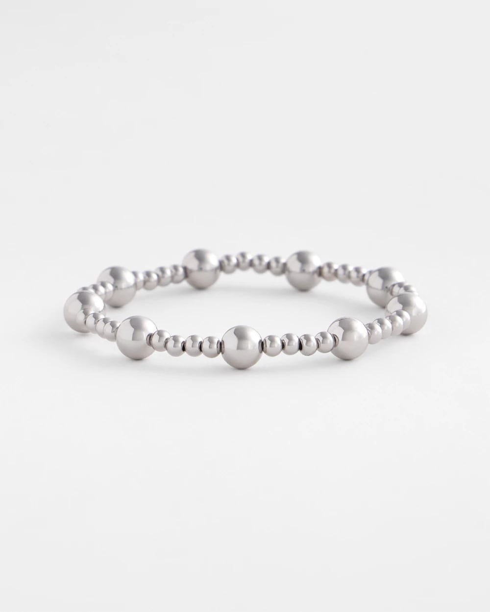 Chico's | Silver-tone Medium Bead Stretch Bracelet/ Silver