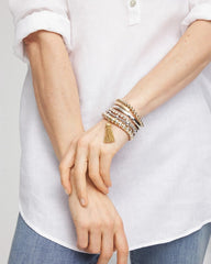 Chico's | Silver-tone Medium Bead Stretch Bracelet/ Silver