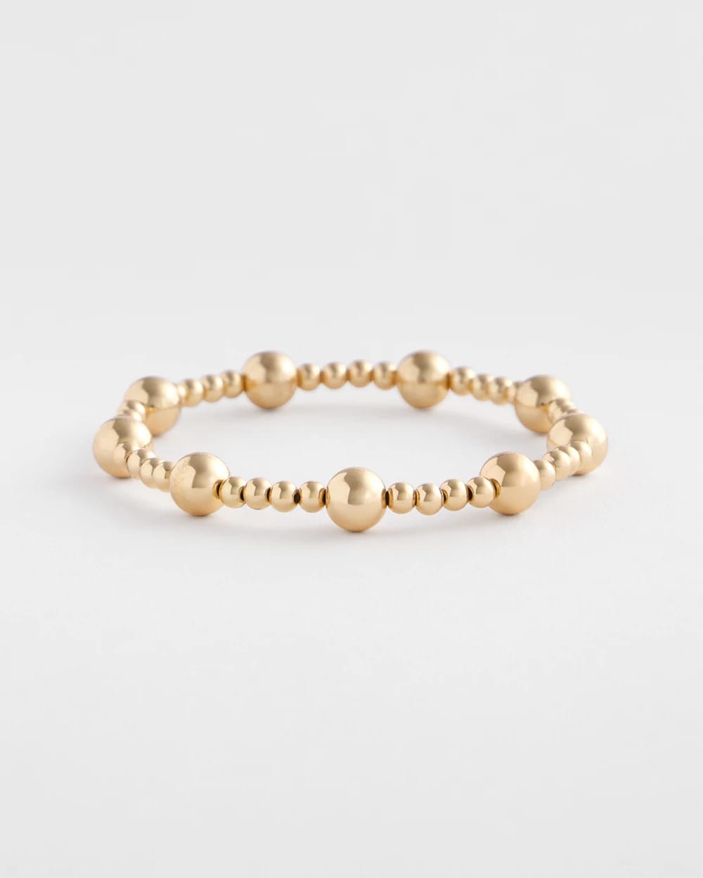Chico's | Gold-tone Medium Bead Stretch Bracelet/ Gold