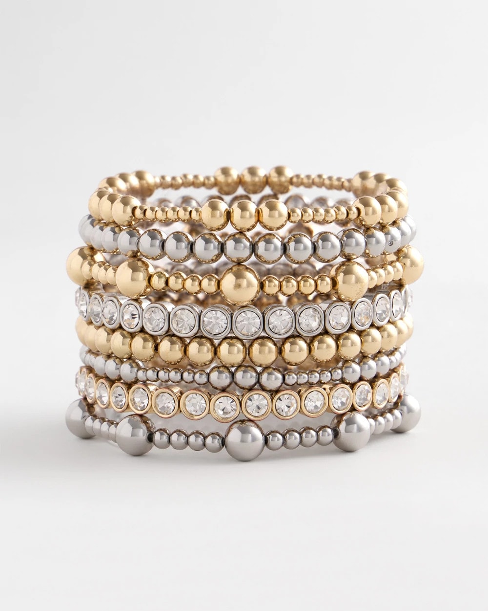 Chico's | Silver-tone Small Bead Stretch Bracelet/ Silver