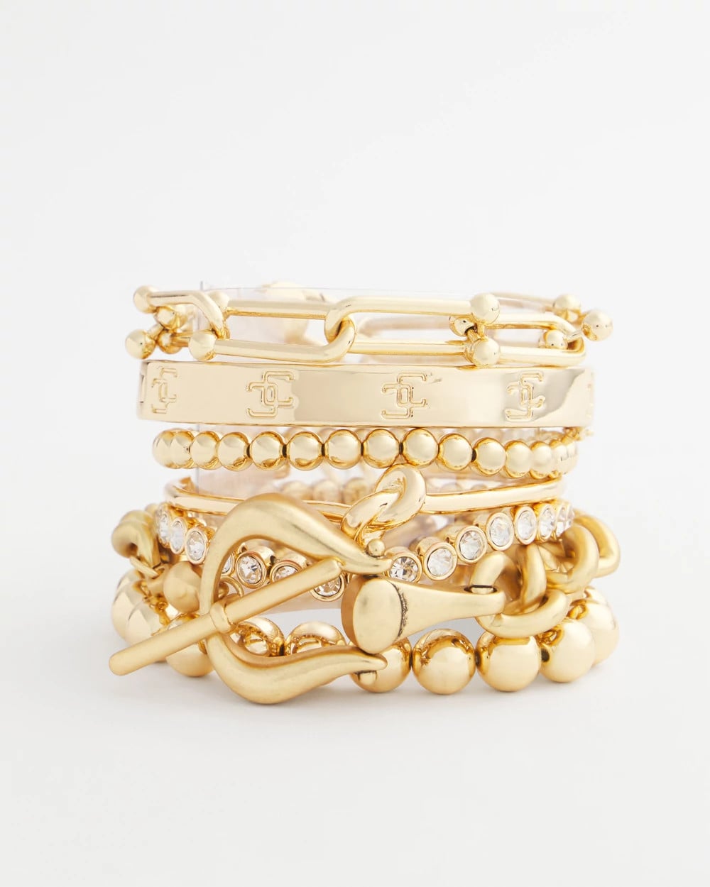 Chico's | Small Beaded Gold Tone Stretch Bracelet/ Gold