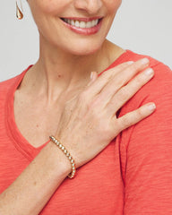 Chico's | Small Beaded Gold Tone Stretch Bracelet/ Gold