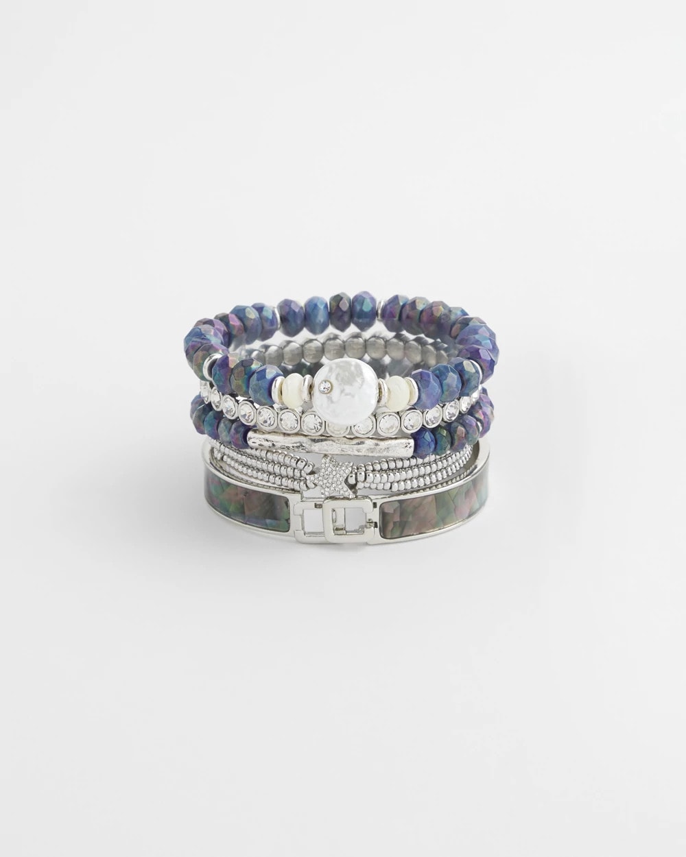 Chico's | Faux Tennis Stretch Bracelet/ Silver