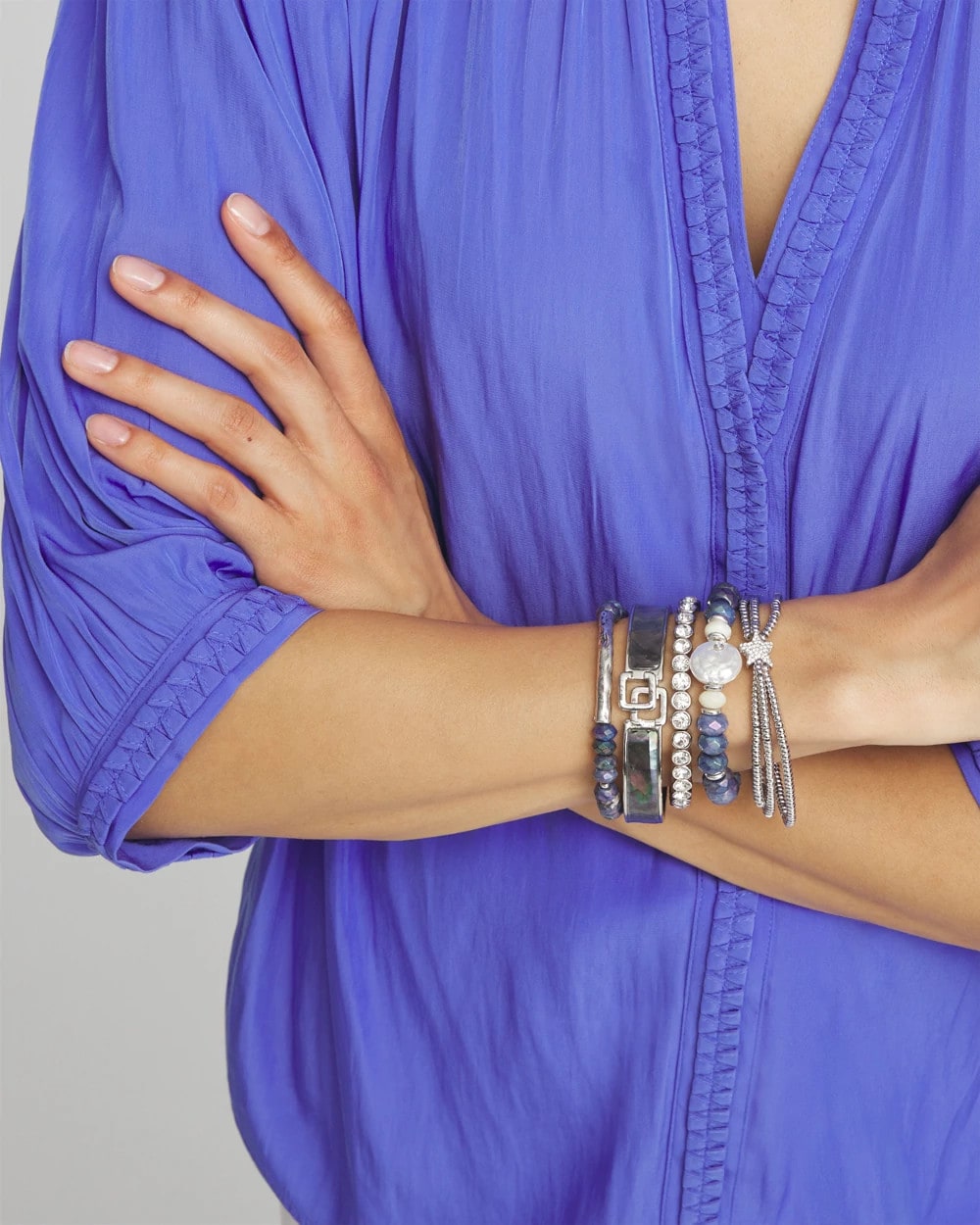 Chico's | Faux Tennis Stretch Bracelet/ Silver