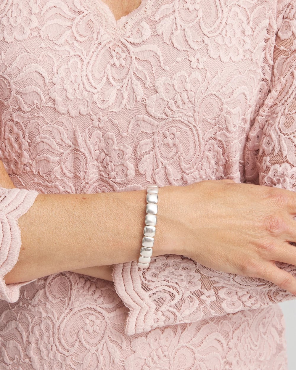 Chico's | Silvertone Stretch Bracelet/ Silver