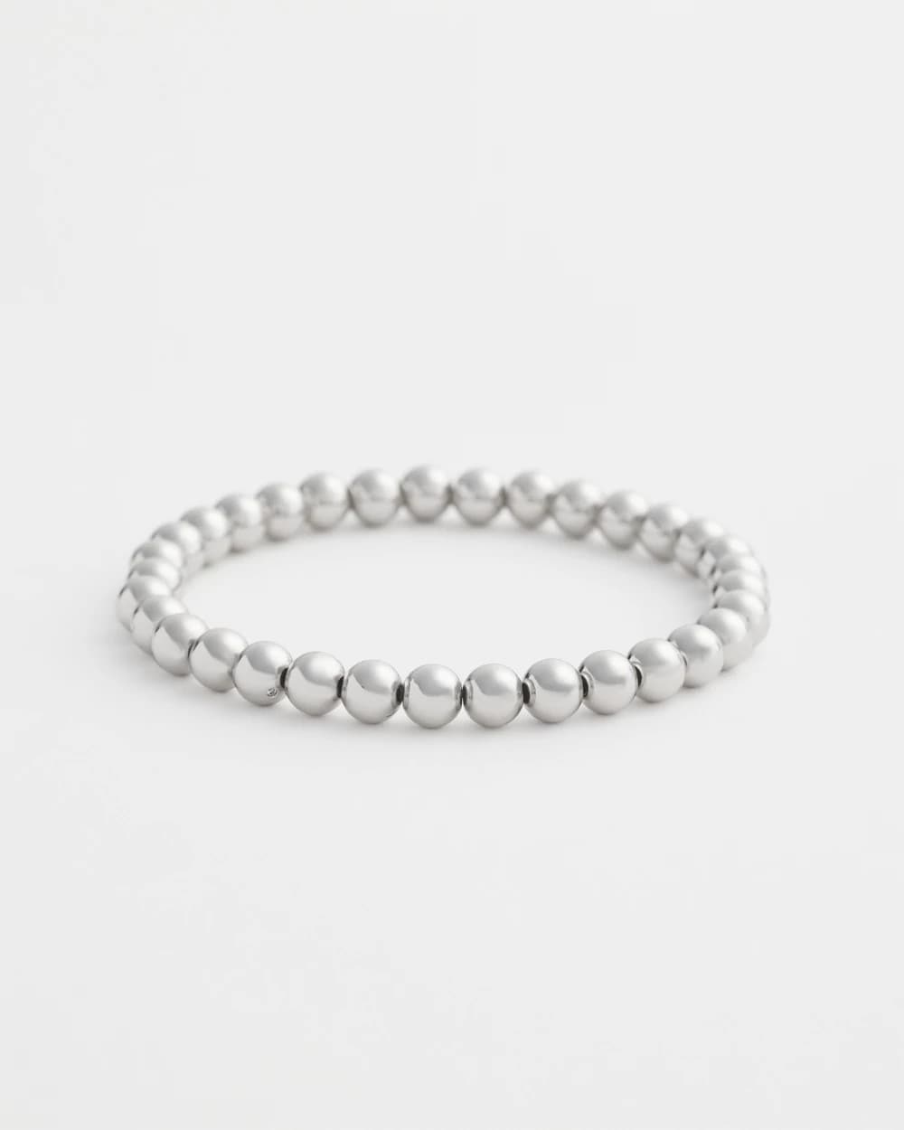 Chico's | Small Beaded Silver Tone Stretch Bracelet/ Silver