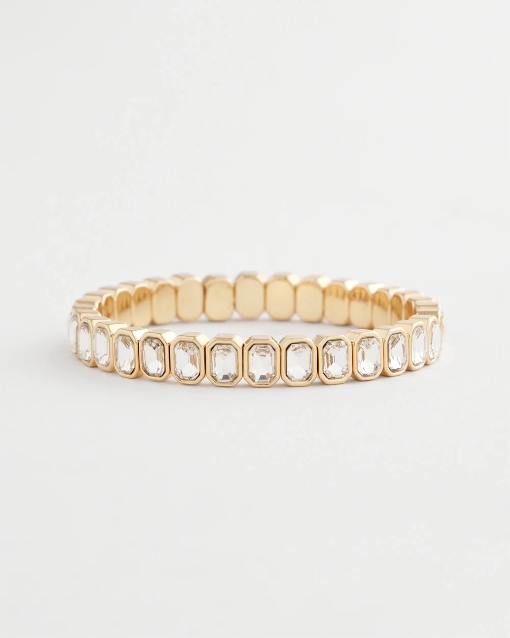 Chico's | Gold Bezel Set Stretch Tennis Bracelet/ Gold