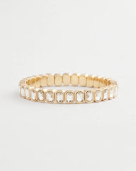Chico's | Gold Bezel Set Stretch Tennis Bracelet/ Gold