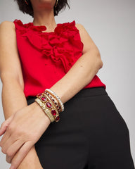 Chico's | Gold Bezel Set Stretch Tennis Bracelet/ Gold
