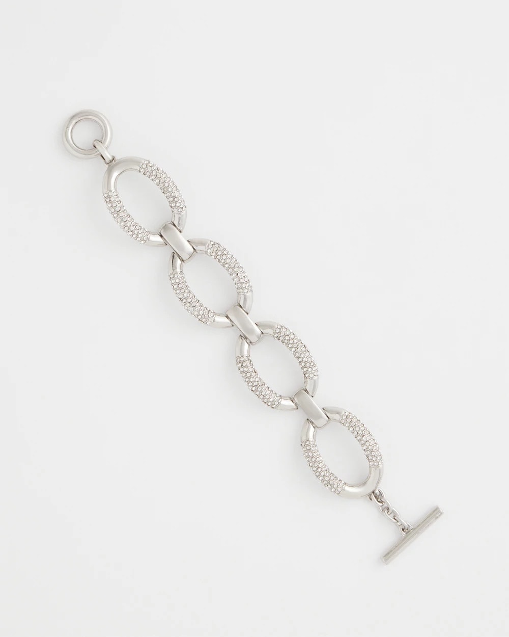 Chico's | Large Pave Link Toggle Bracelet/ Silver
