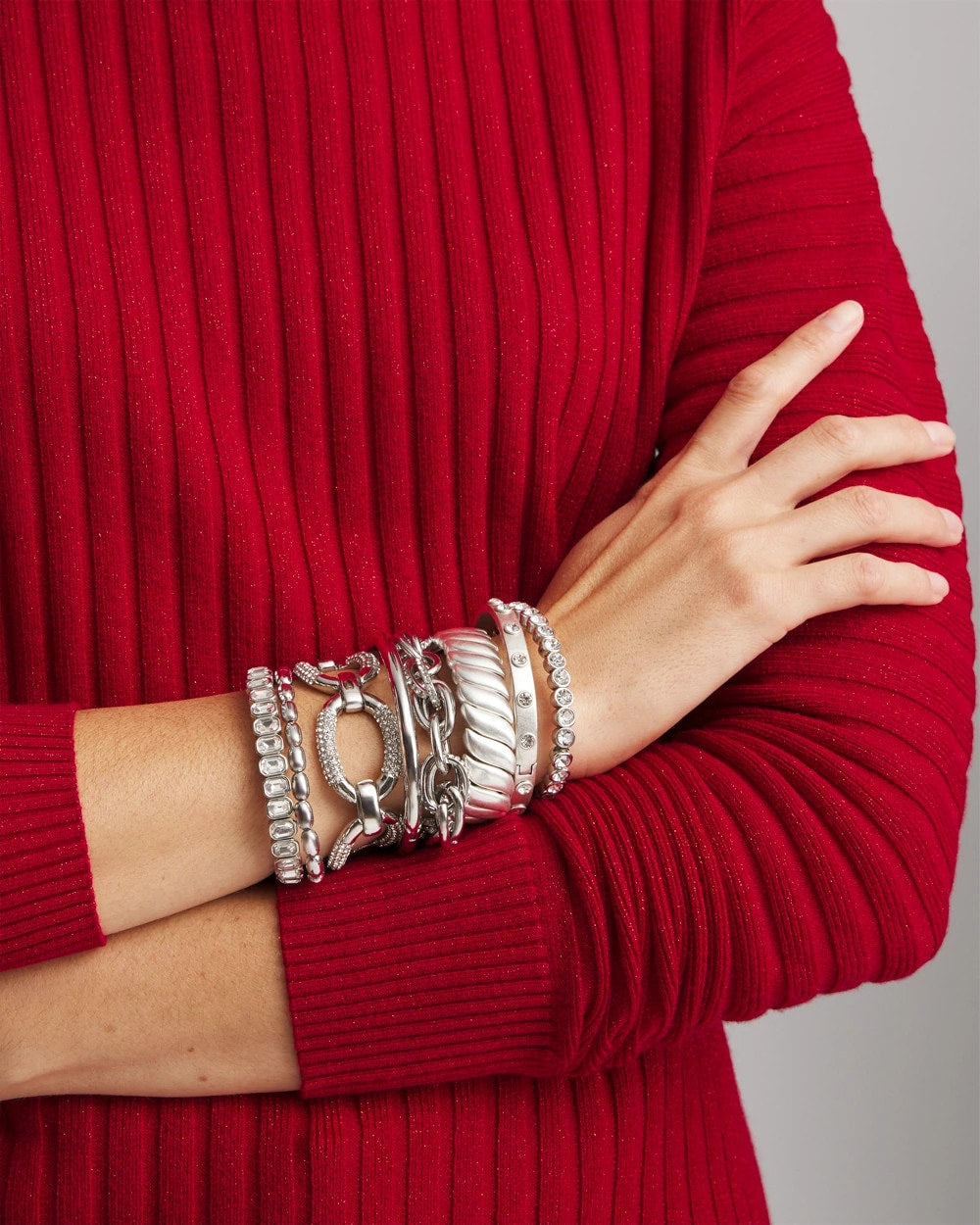 Chico's | Large Pave Link Toggle Bracelet/ Silver