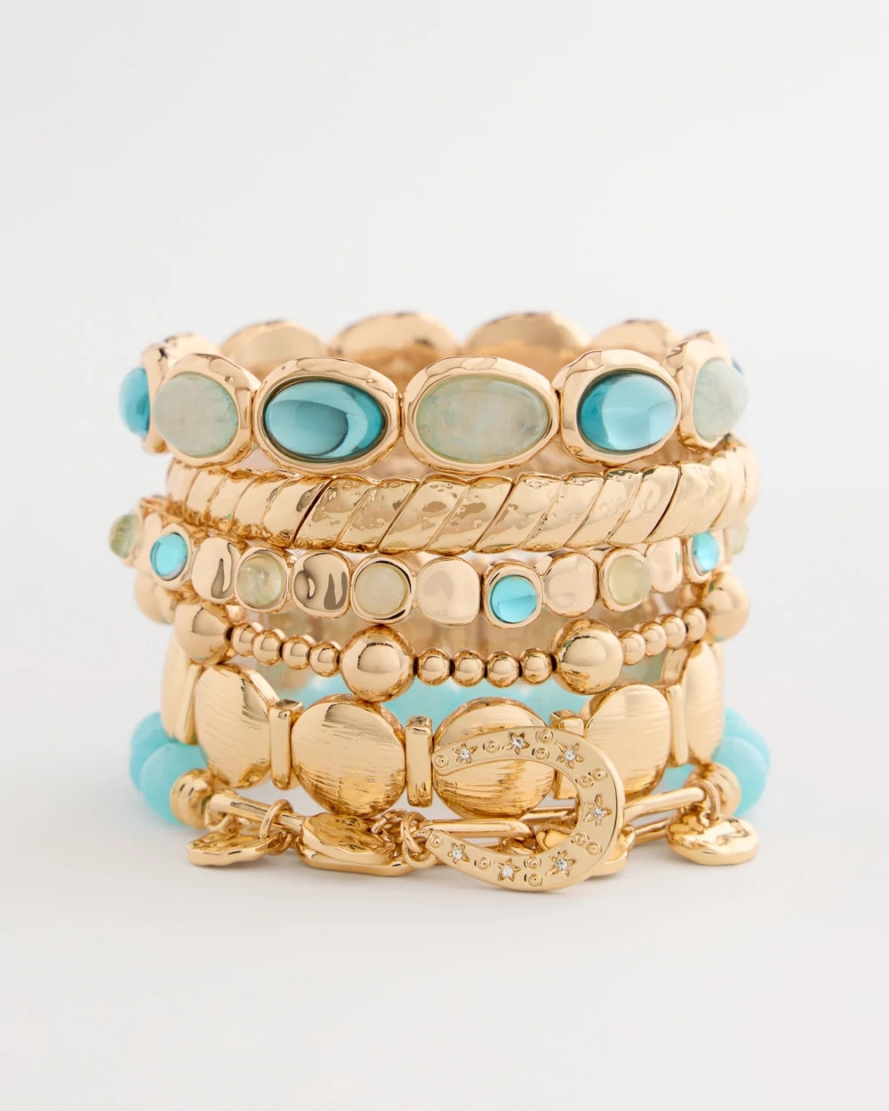Chico's | Jade Stone Link Charm Bracelet/ Light Blue