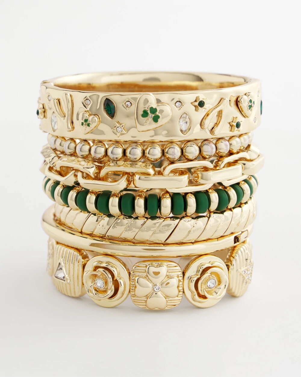 Chico's | Green Gold Slice Stretch Bracelet/ Green