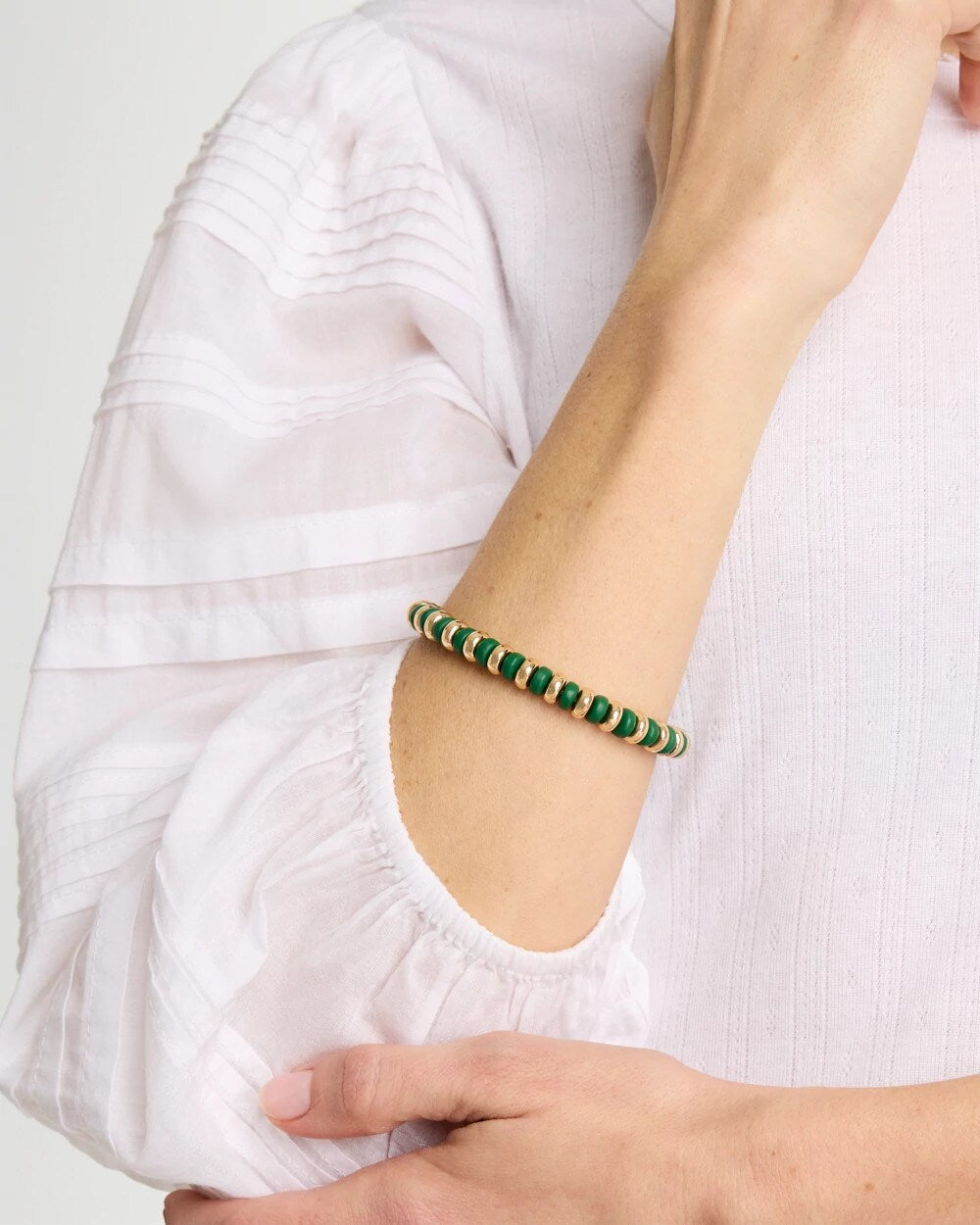 Chico's | Green Gold Slice Stretch Bracelet/ Green