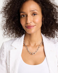 Chico's | Silvertone Charm Link Necklace/ Silver