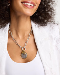 Chico's | Silvertone Charm Link Necklace/ Silver