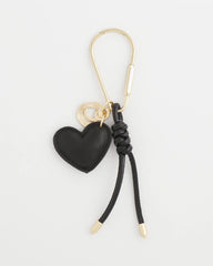 Chico's | Faux Leather Heart Bag Charm/ Black