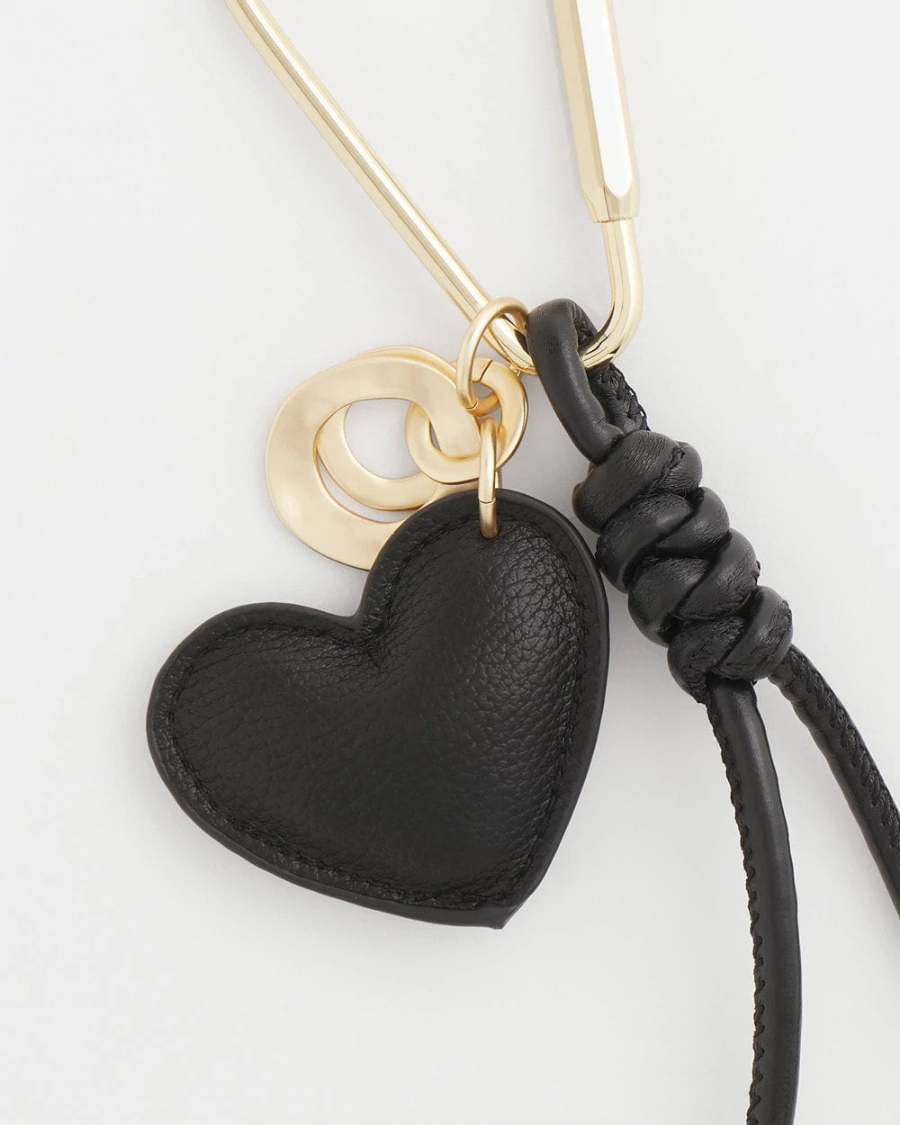Chico's | Faux Leather Heart Bag Charm/ Black