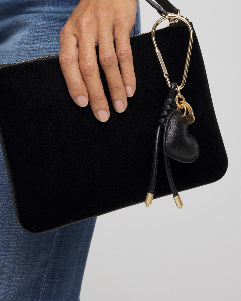 Chico's | Faux Leather Heart Bag Charm/ Black