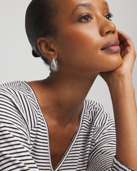 Chico's | Silver Lattice Puff Hoop Earrings/ Silver