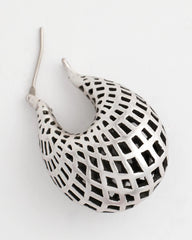 Chico's | Silver Lattice Puff Hoop Earrings/ Silver