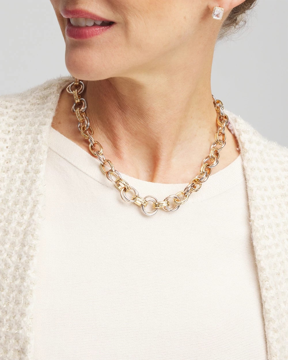 Chico's | Convertible Tri-Tone Short Necklace/ Mixed Metals