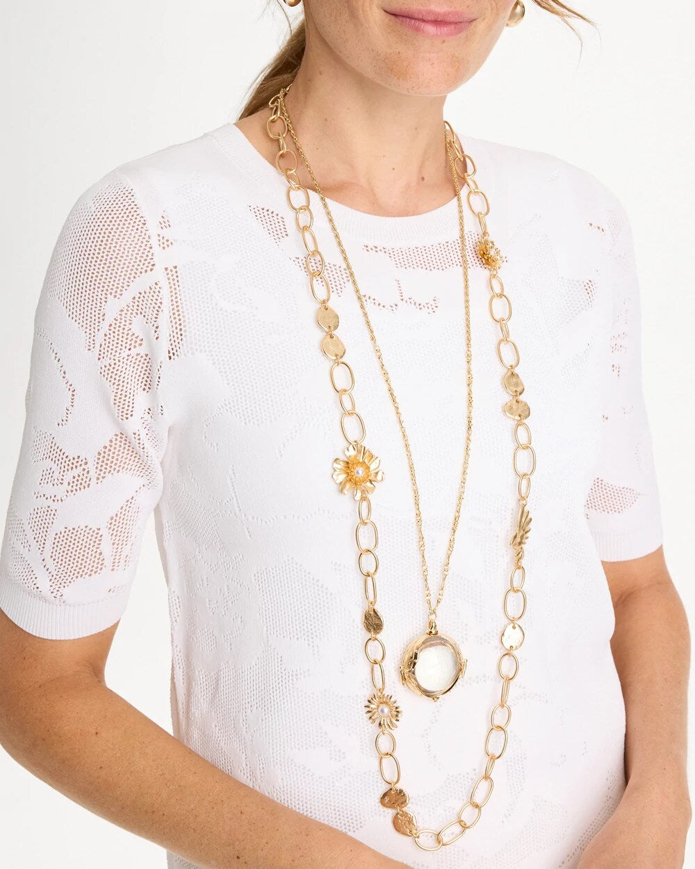Chico's | Butterfly Wing Monocle Necklace/ Gold