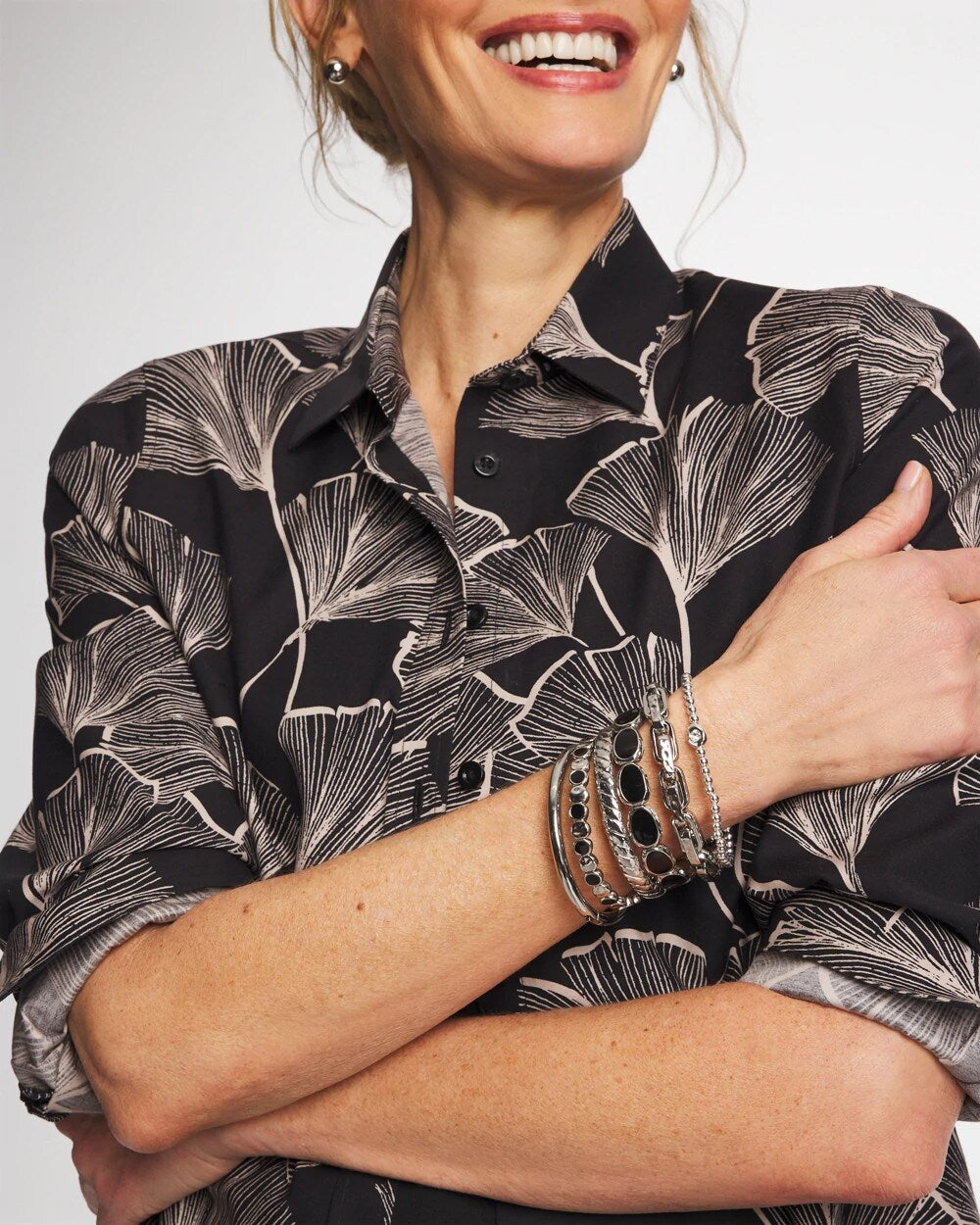 Chico's | Mini Bead Stretch Hero Bracelet/ Silver