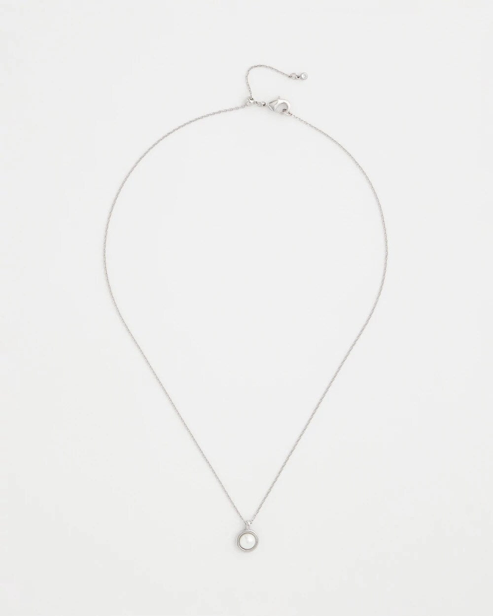Chico's | Silver Pearl Single Strand Necklace/ Silver
