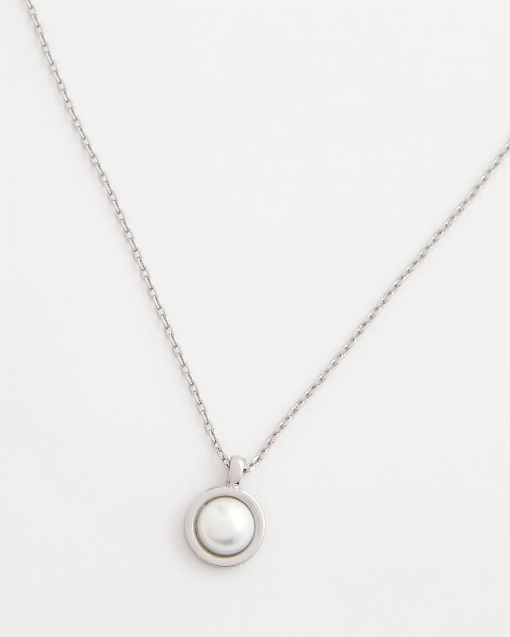 Chico's | Silver Pearl Single Strand Necklace/ Silver