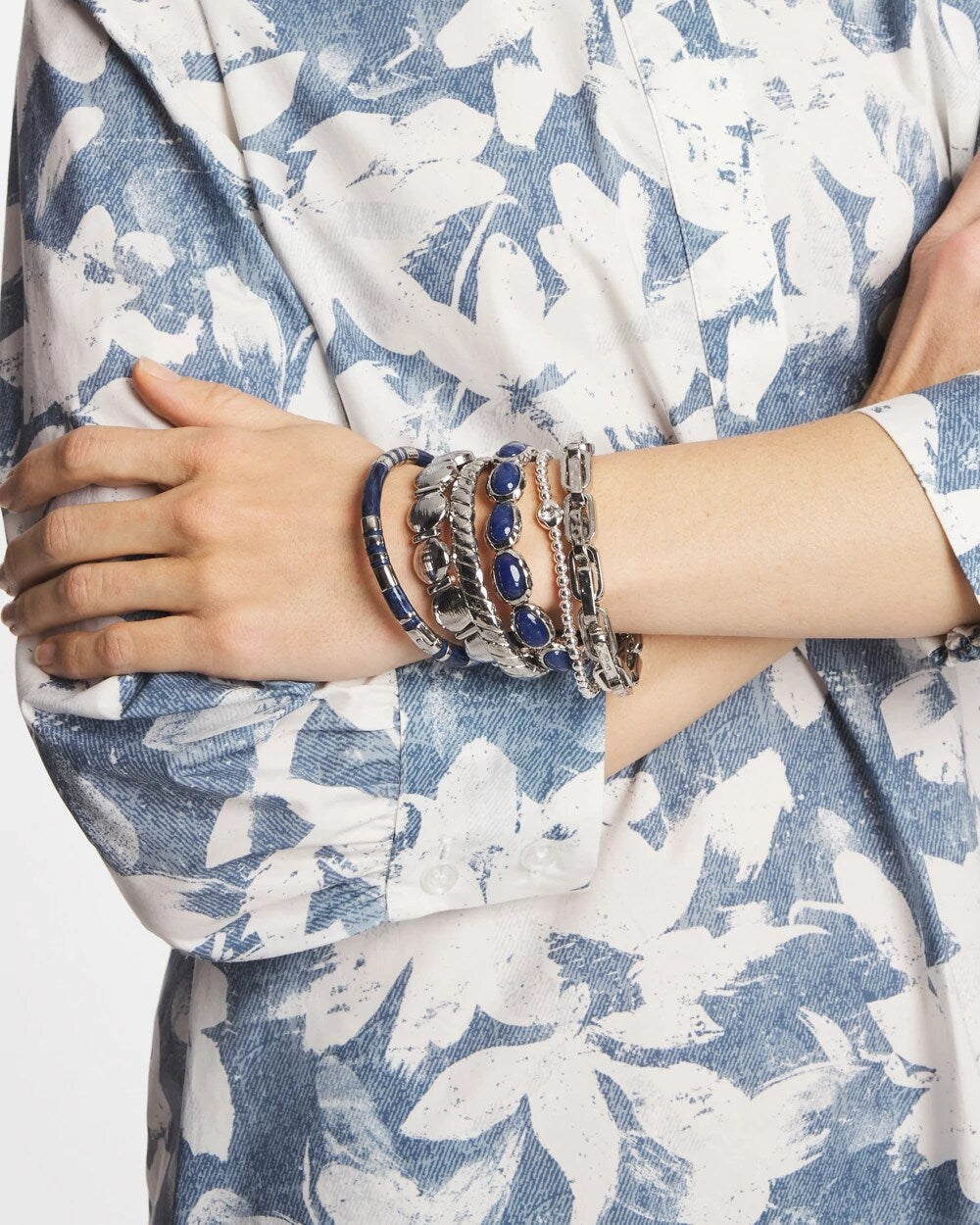Chico's | Thin Twist Stretch Bracelet/ Silver