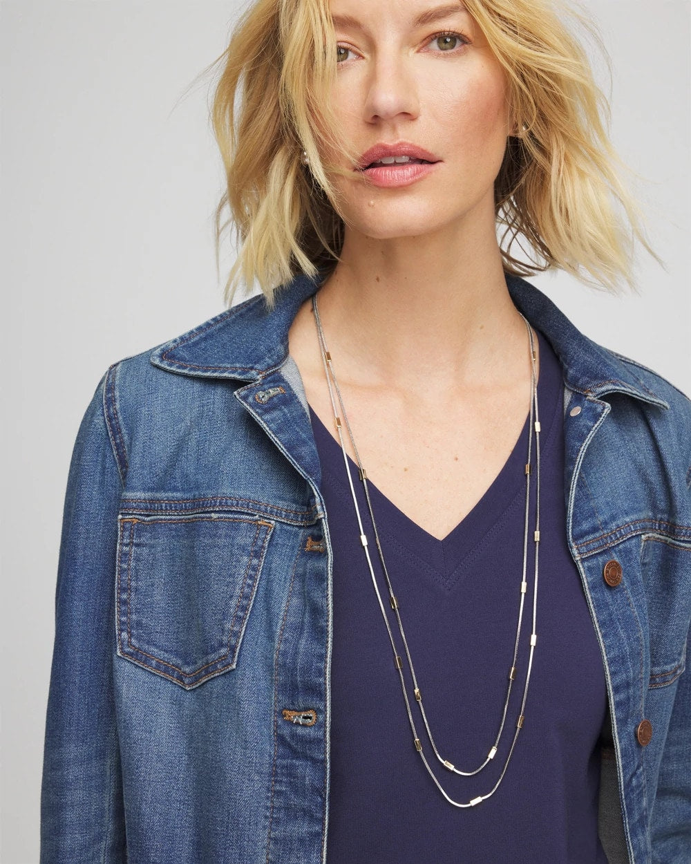 Chico's | Mixed Metal Double Strand Necklace/ Mixed Metals