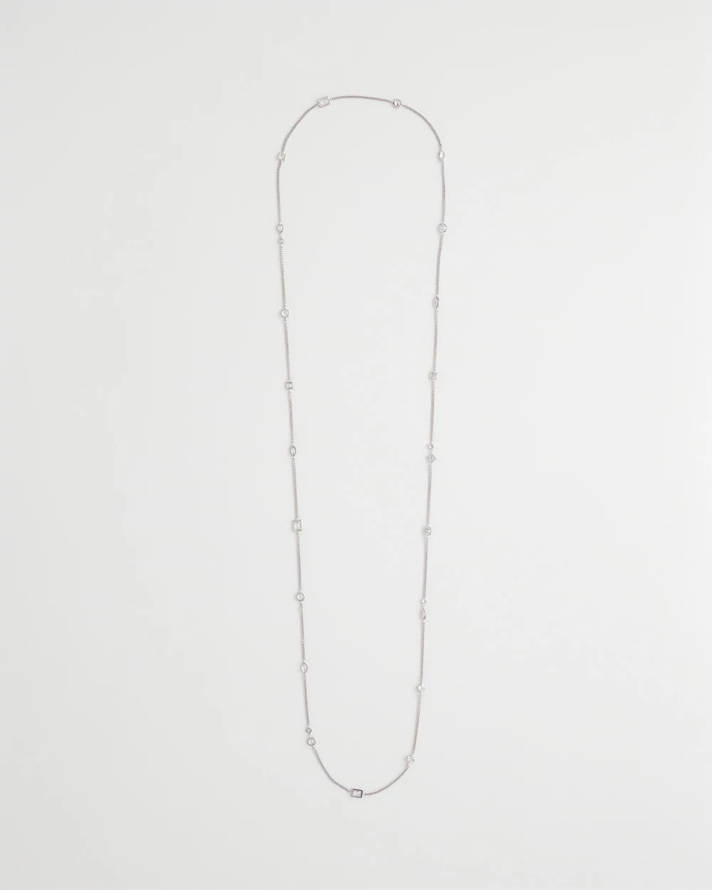 Chico's | Fine Crystal Long Chain Necklace/ Silver