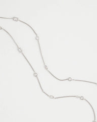 Chico's | Fine Crystal Long Chain Necklace/ Silver