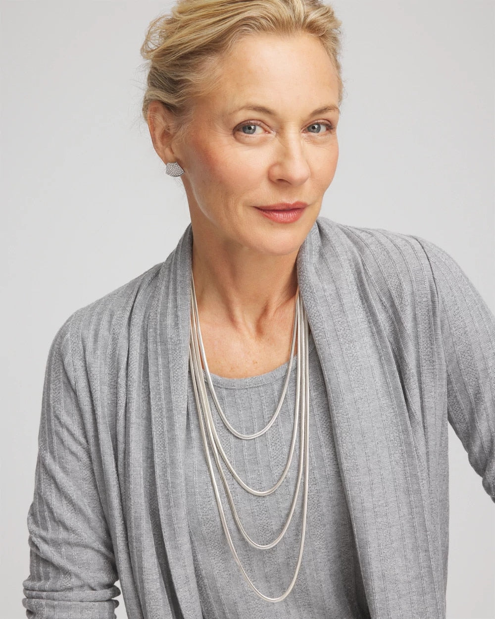 Chico's | Multi-Layer Snake Chain Necklace/ Silver