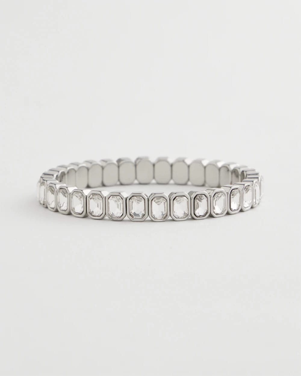 Chico's | Silver Bezel Set Stretch Tennis Bracelet/ Silver