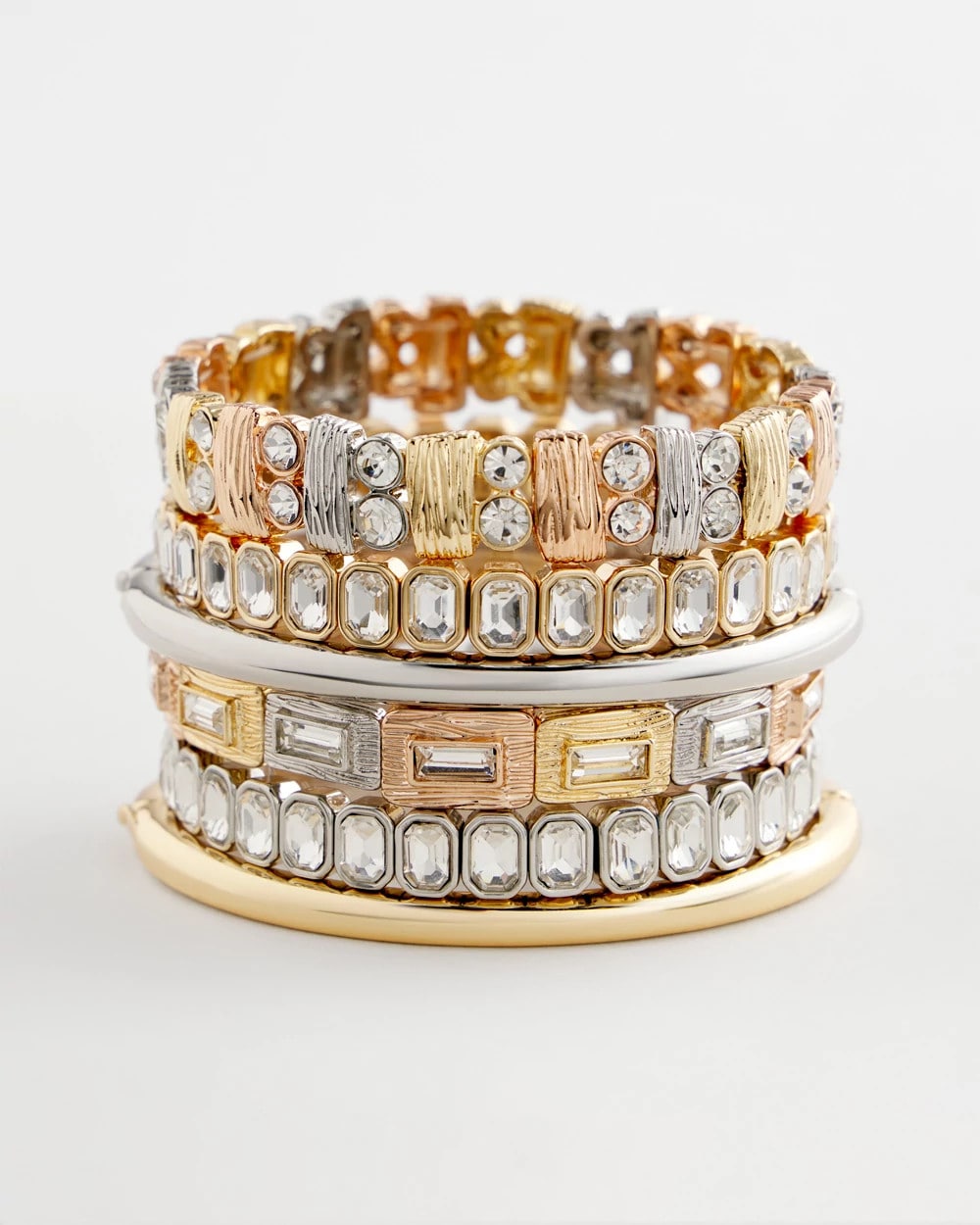 Chico's | Silver Bezel Set Stretch Tennis Bracelet/ Silver