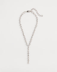 Chico's | Bezel Set Silvertone Y-Necklace/ Silver