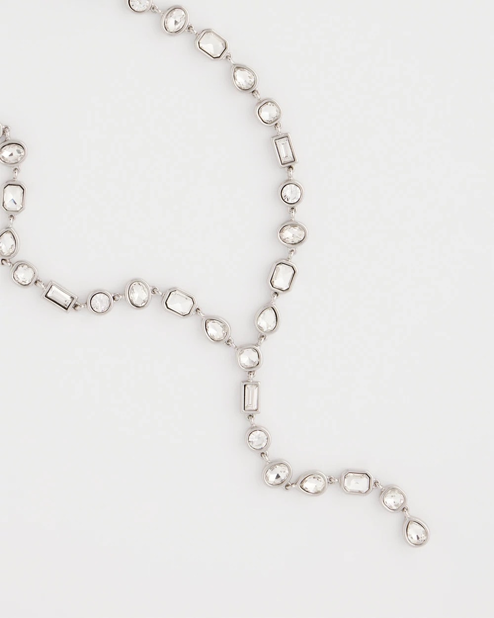Chico's | Bezel Set Silvertone Y-Necklace/ Silver