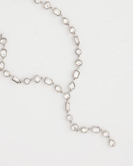 Chico's | Bezel Set Silvertone Y-Necklace/ Silver