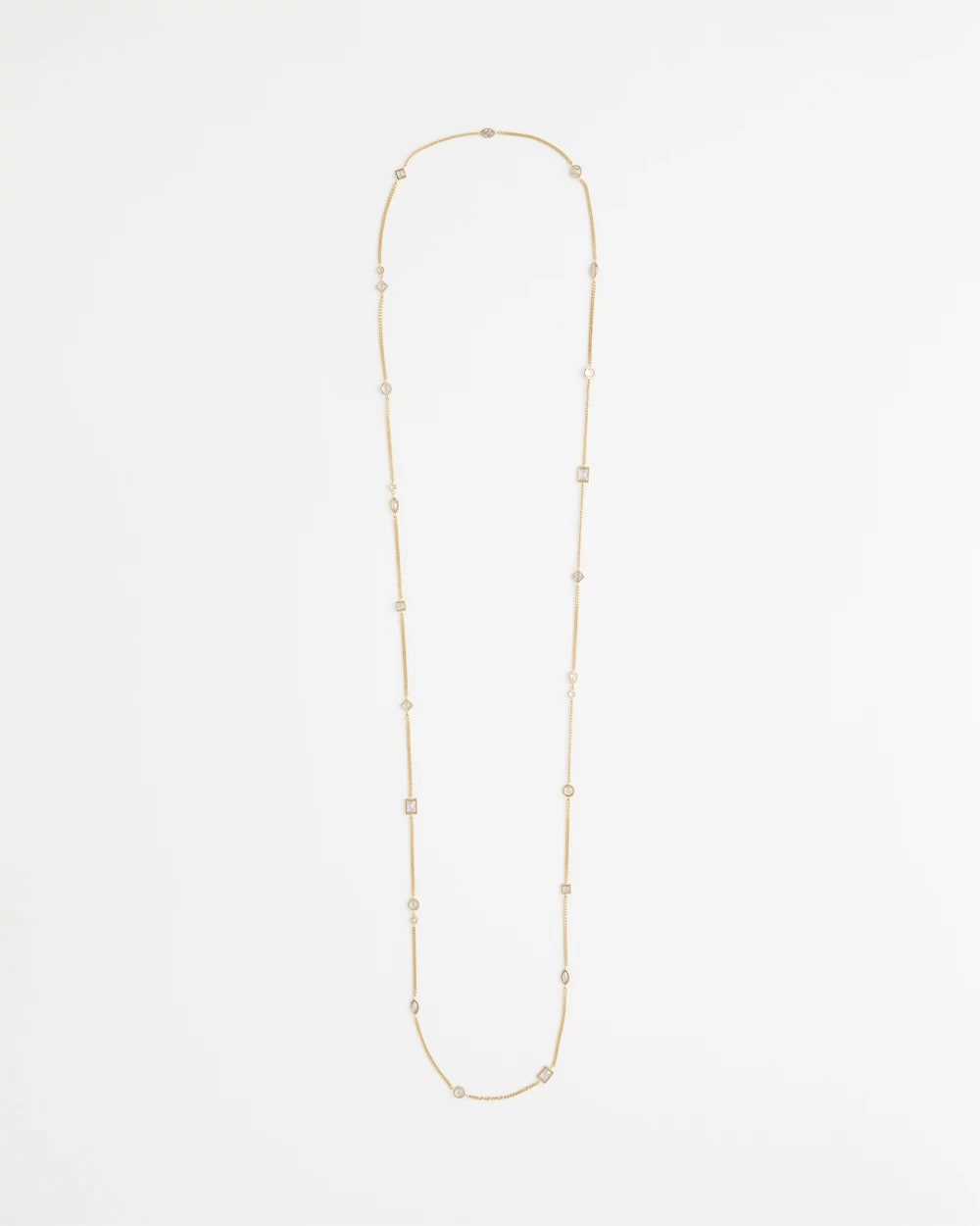 Chico's | Fine Crystal Long Chain Necklace/ Gold