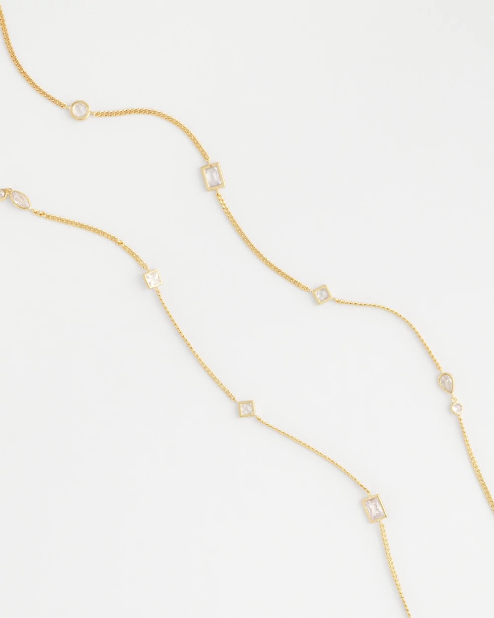 Chico's | Fine Crystal Long Chain Necklace/ Gold